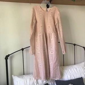 Roolee Long Sleeve Lace pink dress